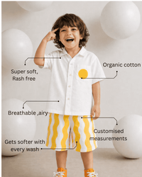 Boy wearing Anaario Sunwave Pocket Shirt Set