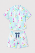 Boy wearing Anaario Surfing Flamingo Shirt Set