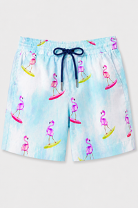 Boy wearing Anaario Surfing Flamingo Shorts