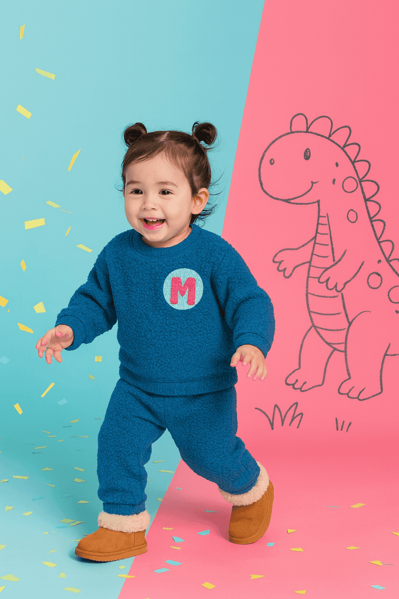 Teal Blue Alphabet Fleece Set