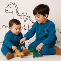Teal Blue Dino Fleece Set