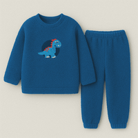 Teal Blue Dino Fleece Set