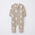 Teddy Bear bamboo cotton baby sleepsuit — two-way zip romper onesie