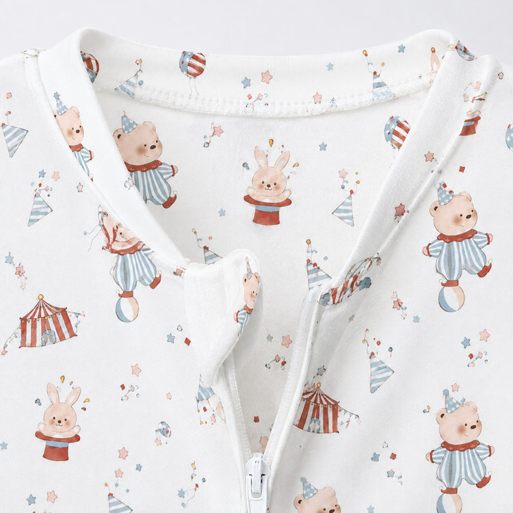 Teddy Carnival bamboo cotton baby sleepsuit — two-way zip romper onesie