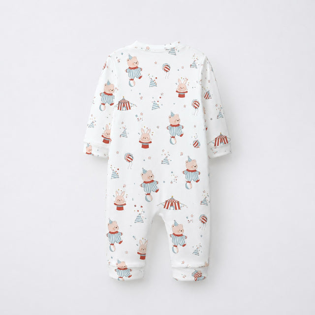 Teddy Carnival bamboo cotton baby sleepsuit — footed zip-front sleepsuit, onesie romper