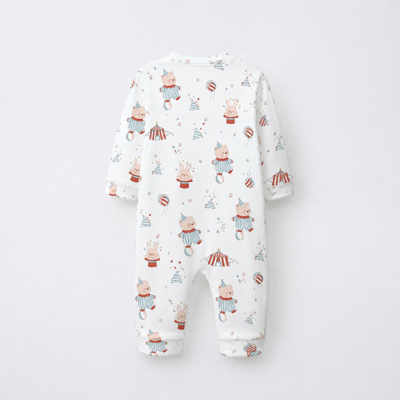 Teddy Carnival bamboo cotton baby sleepsuit — footed zip-front sleepsuit, onesie romper