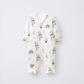 Teddy Carnival bamboo cotton baby sleepsuit — bamboo cotton onesie romper flatlay