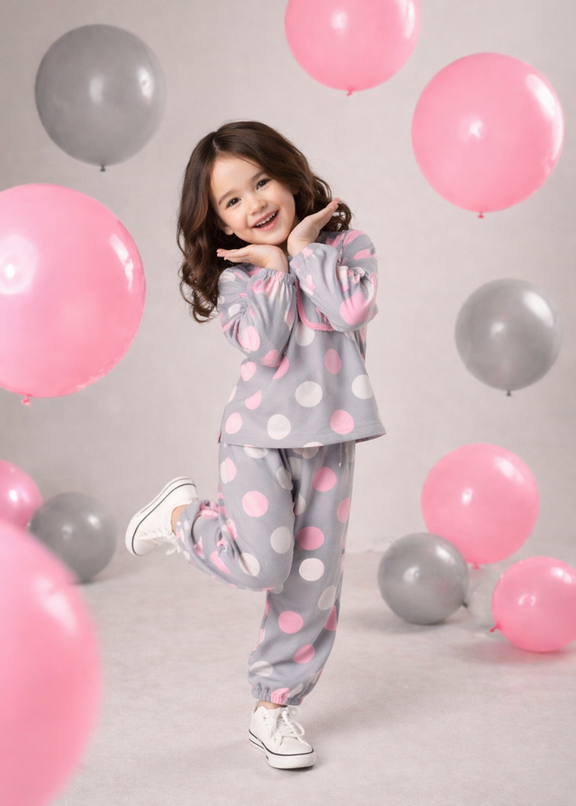 Girl wearing Anaario Bubble Berry Co-ord Set