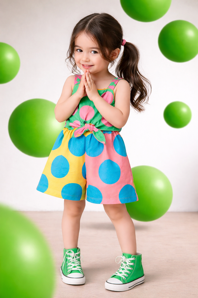 Girl wearing Anaario Carnival Color-Block Romper
