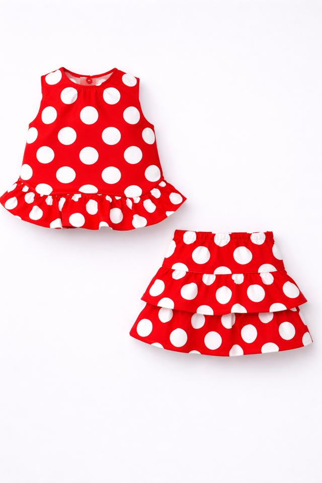 Girl wearing Anaario Cherry Pie Tiered Skirt Set