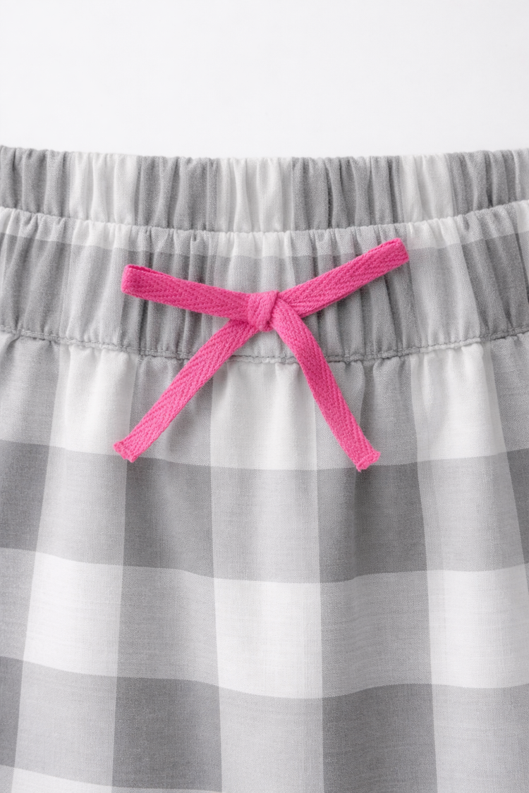 Girl wearing Anaario Cloud-Check Co-ord Set
