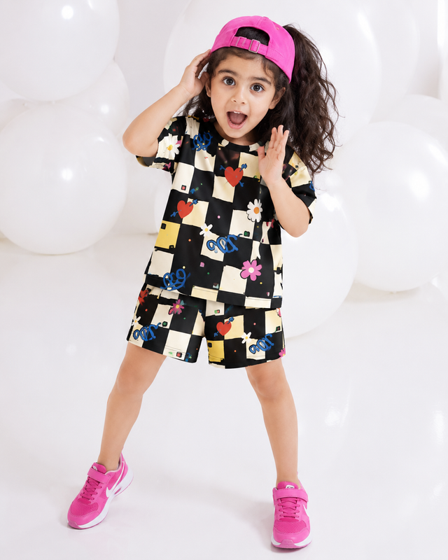 Girl wearing Anaario Giggle and Go Shorts Set