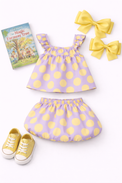 Girl wearing Anaario Lavender Lemon Skirt Set