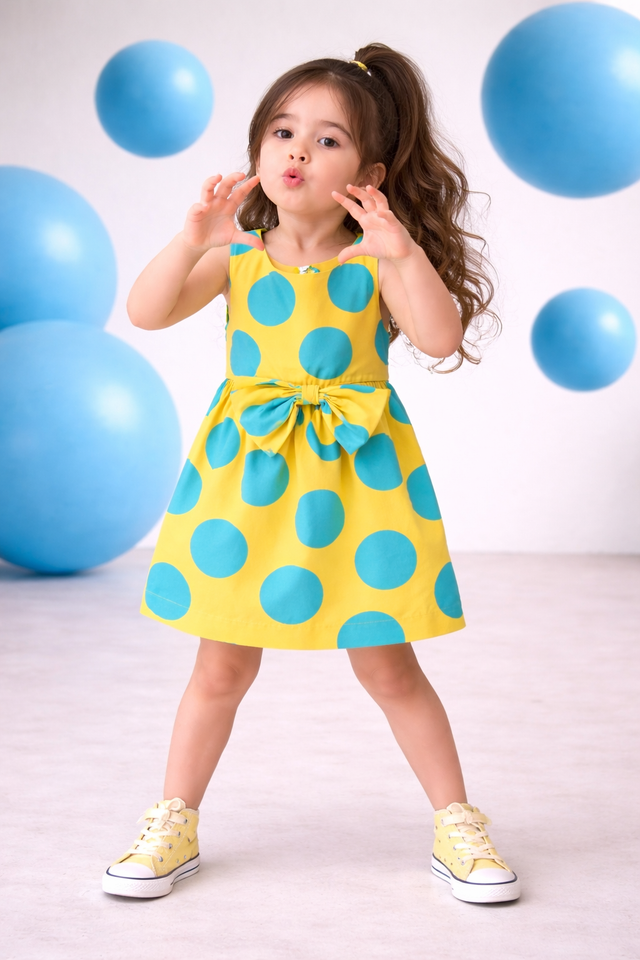 Girl wearing Anaario Lemon Fizz Dress