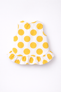 Girl wearing Anaario Marigold Polka Shorts Set