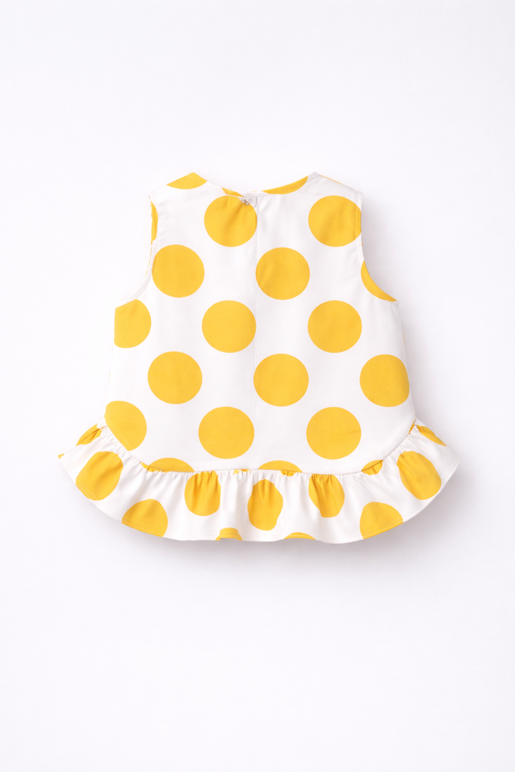 Girl wearing Anaario Marigold Polka Shorts Set