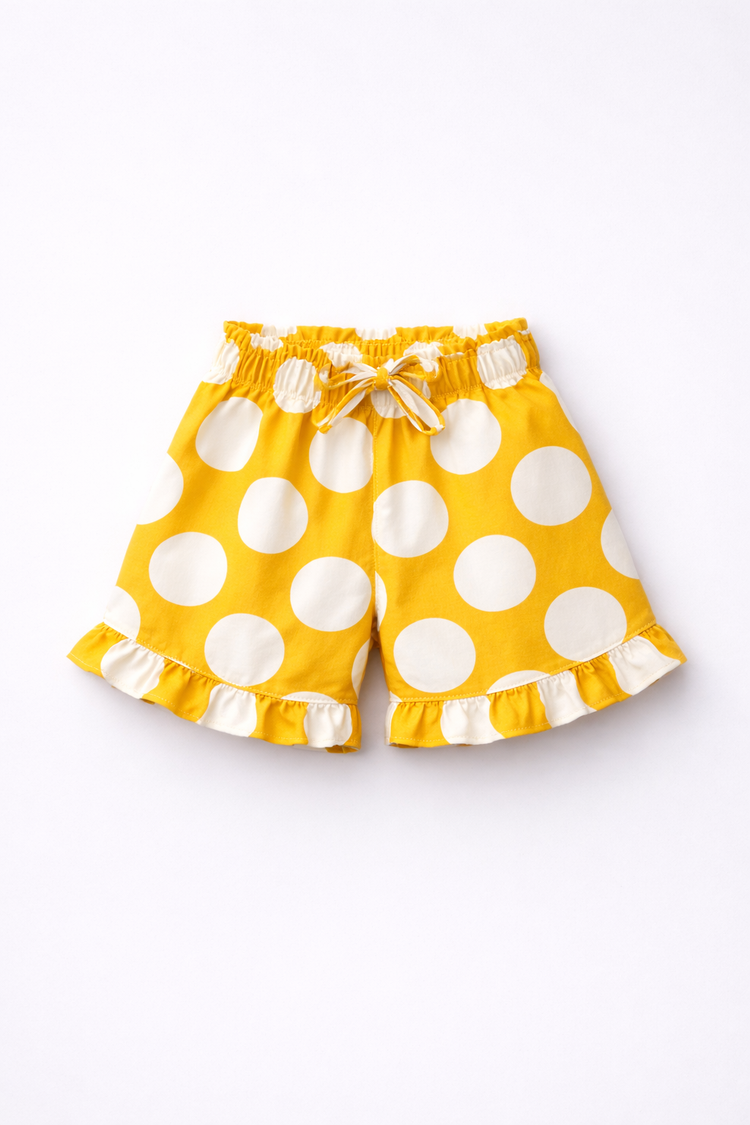 Girl wearing Anaario Marigold Polka Shorts Set