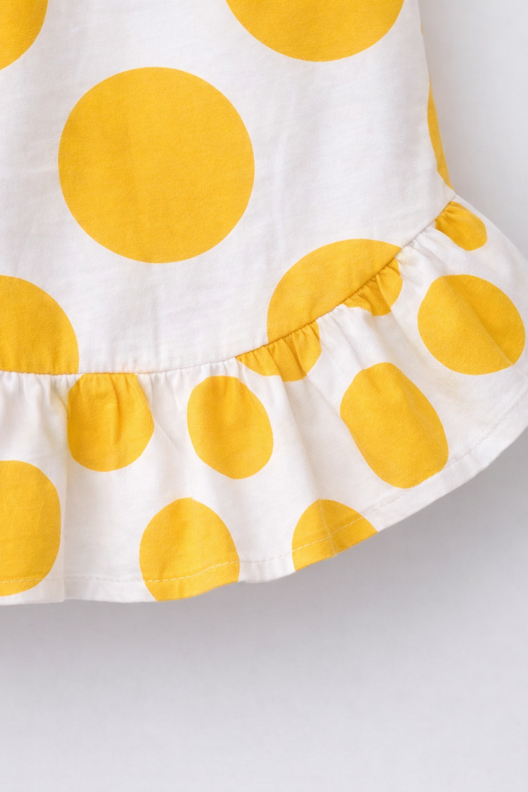Girl wearing Anaario Marigold Polka Shorts Set