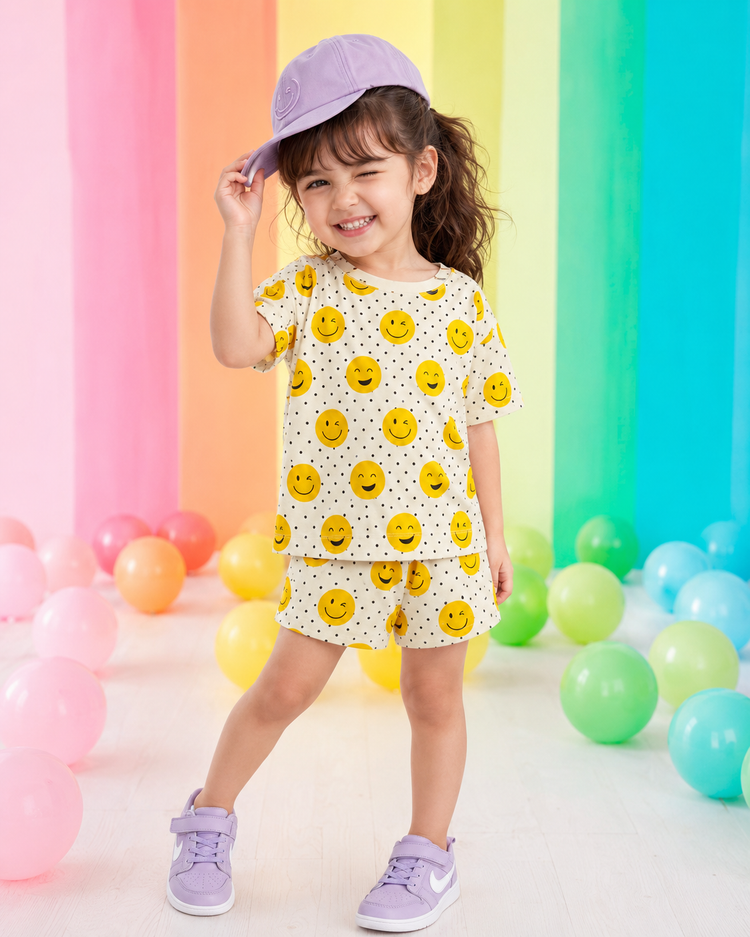 Girl wearing Anaario Marshmallow Shorts Set