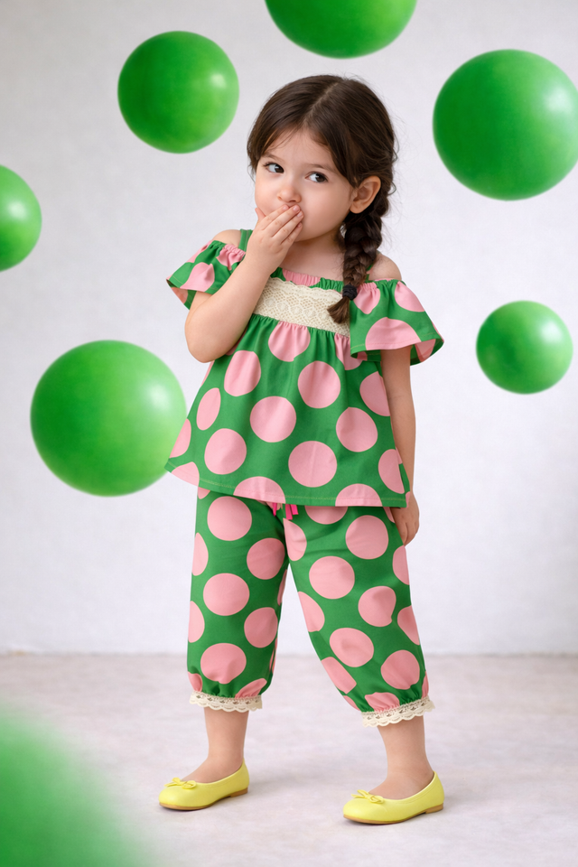 Girl wearing Anaario Meadow Dot Co-ord Set