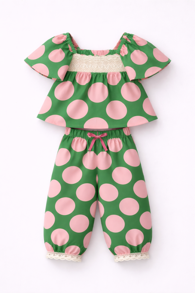 Girl wearing Anaario Meadow Dot Co-ord Set