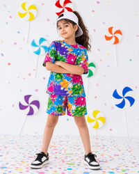 Girl wearing Anaario Merry-Go Shorts Set
