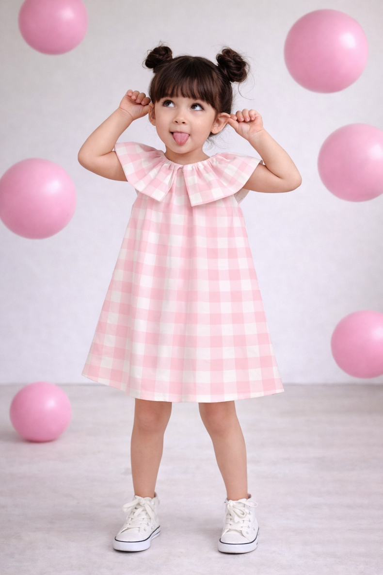 Girl wearing Anaario Peppermint Gingham Dress