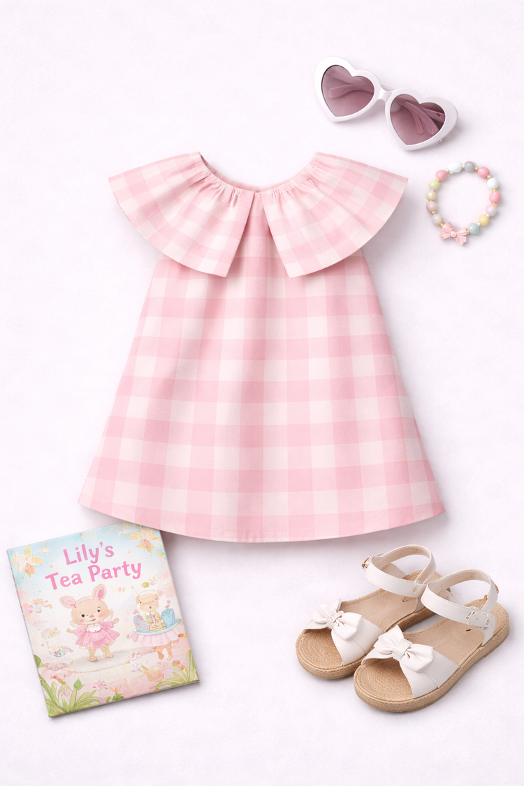 Girl wearing Anaario Peppermint Gingham Dress