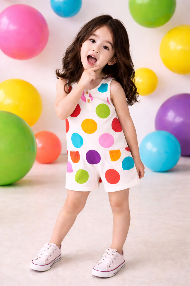 Girl wearing Anaario Rainbow Pop Romper