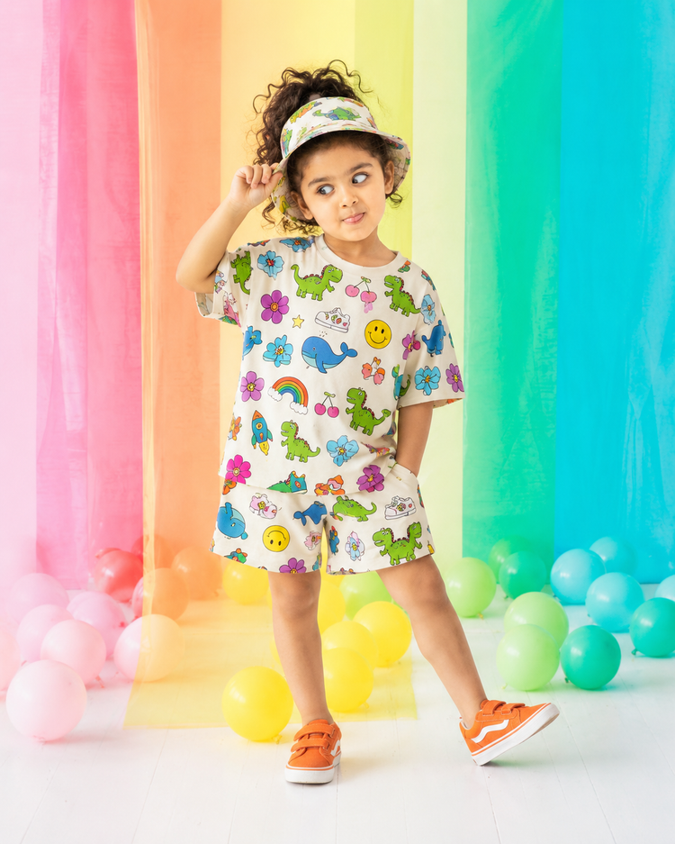 Girl wearing Anaario Skippety-Hop Shorts Set