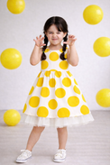 Girl wearing Anaario Sun-Kissed Polka Dress