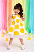 Girl wearing Anaario Sun-Kissed Polka Dress