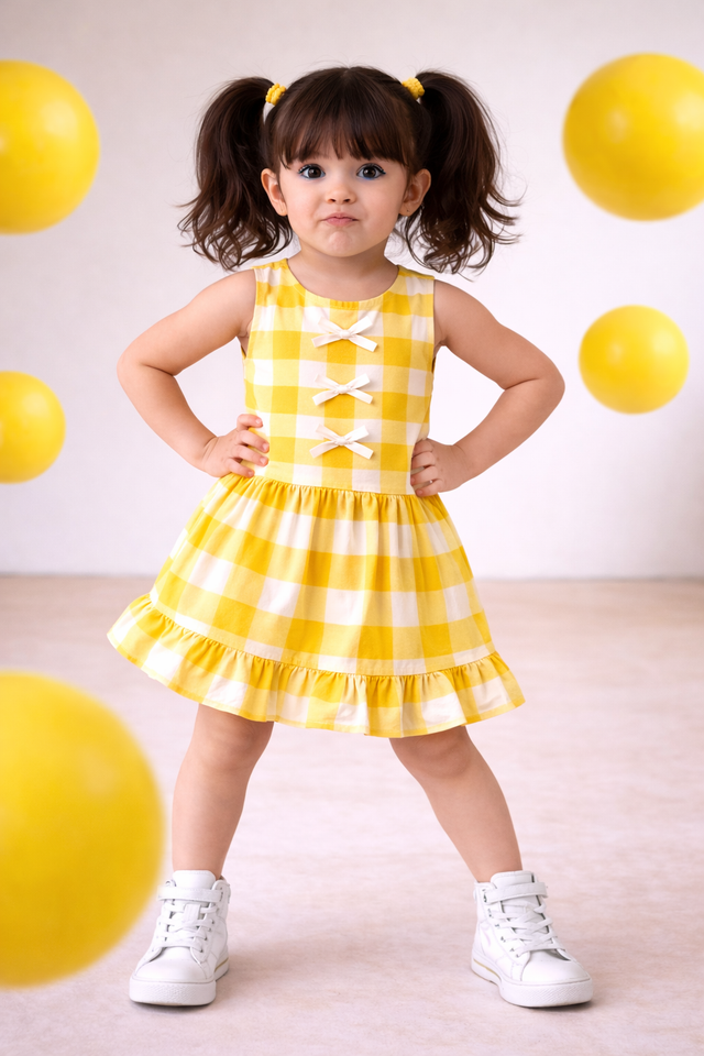 Girl wearing Anaario Sunbeam Gingham Dress