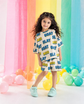 Girl wearing Anaario Twirl-About Shorts Set