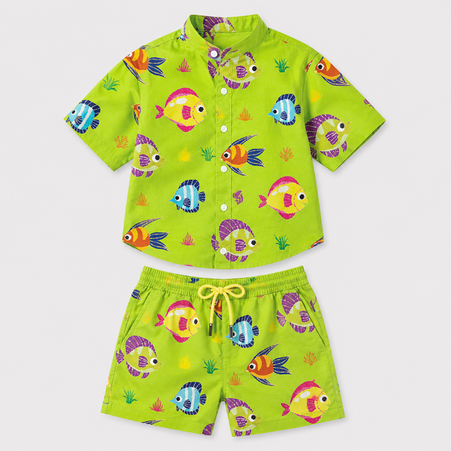 Boy wearing Anaario Tropical Fish Shirt Set