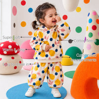 Mustard Lemons Hooded Girls' Barrel Pant Set features