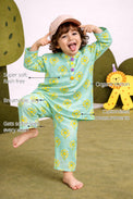 Green Yellow Girls' Cotton Co-ord Set features