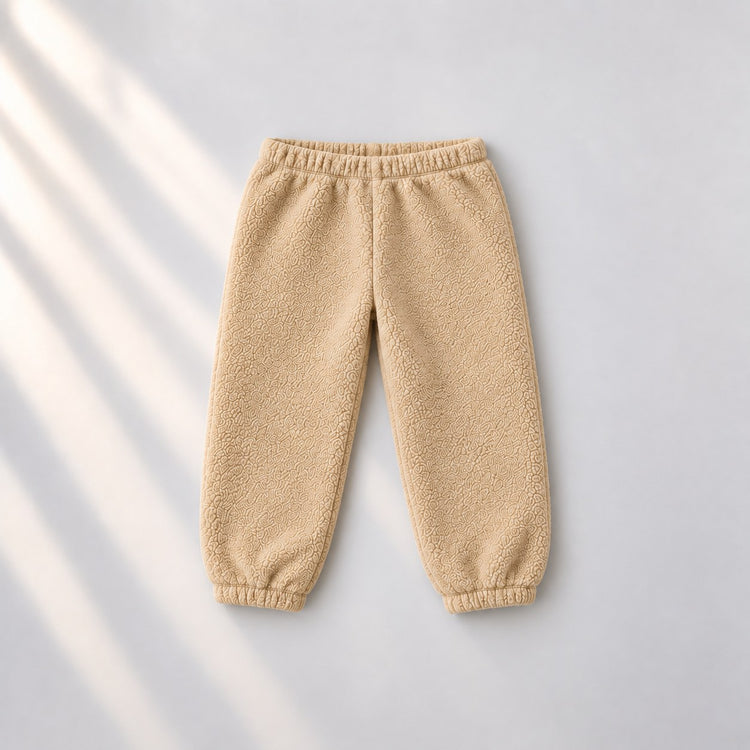 Beige Smiley Fleece Set bottoms by Anaario