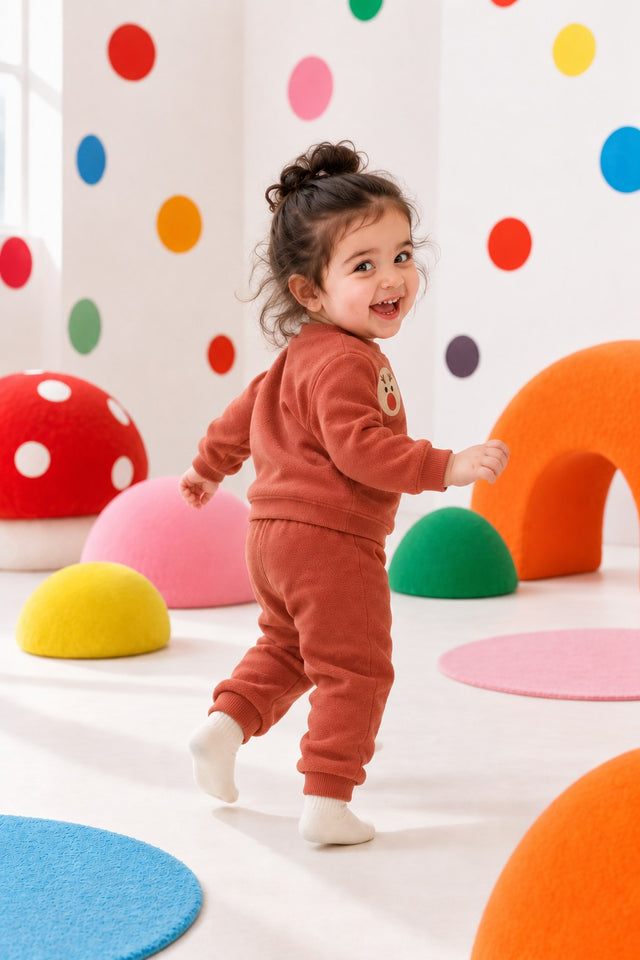 Rust Fish Fleece Set for kids by Anaario – winter fleecewear