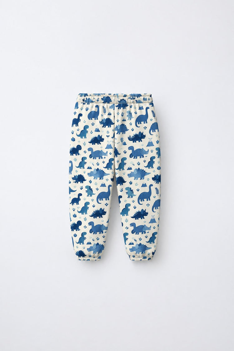 Blue Dinosaur Jogger Set flat lay by Anaario