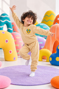 Beige Smiley Fleece Set on child by Anaario – winter fleecewear