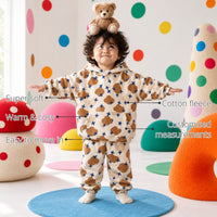Brown-Beige Cross Hooded Boys' Barrel Pant Set features