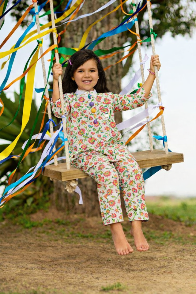 Girl wearing Anaario Multi-Coloured Floral Cotton Co-ord Set
