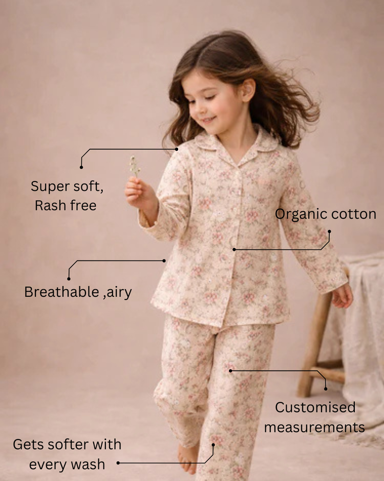 Girl wearing Anaario Vintage Bunny Night Suit