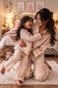 Girl wearing Anaario Vintage Bunny Night Suit