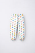 Multi Pastel Dinosaur Barrel Pant Set flat lay by Anaario