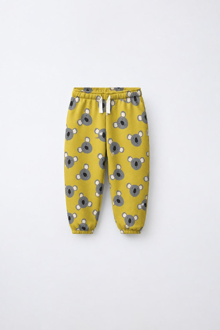 Mustard Koala Jogger Set flat lay by Anaario
