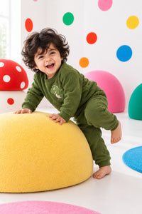 Olive Green Dino Fleece Set on child by Anaario – winter fleecewear