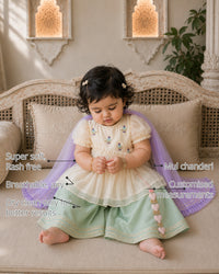 Ivory Bird Peplum Baby Palazzo Set features
