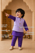 Purple Palm-Motif Boys' Waistcoat Set (Lilac Waistcoat) features